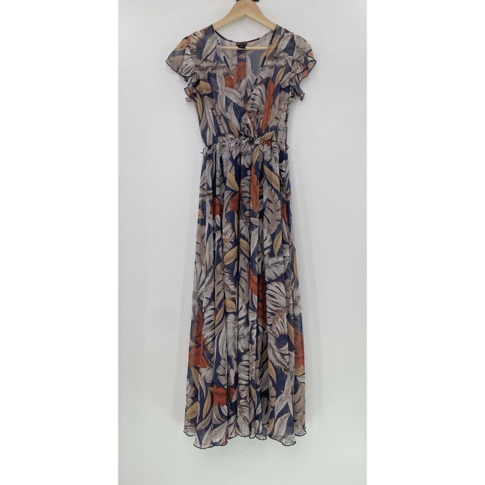 Kate and Lily Women’s Sheet Lined Faux Wrap Flutter Sleeve Maxi Dress Sz 4 Boho
